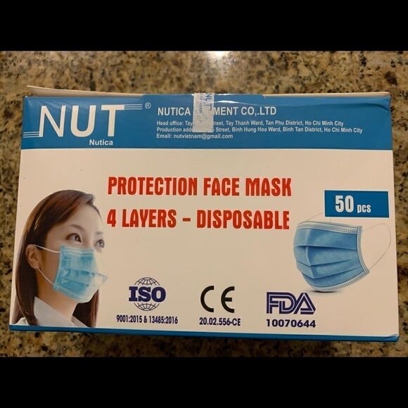 2 Boxes bundle of 4 layers Blue Disposable Face Masks 50 pcs - Picture 3 of 5